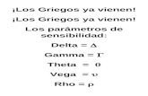 ¡Los Griegos ya vienen! Los parámetros de sensibilidad: Delta =  Gamma =  Theta =  Vega =  Rho =