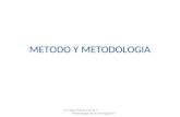 METODO Y METODOLOGIA Lic. Maria Elena Guerra T. Metodologia de la Investigación I.