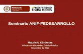 Mauricio Cárdenas Ministro de Hacienda y Crédito Público Noviembre de 2013 Seminario ANIF-FEDESARROLLO.