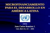 1 MICROFINANCIAMIENTO PARA EL DESARROLLO EN AMÉRICA LATINA Juan Carlos Ramírez J. Cali, Abril 15 y 16 - 2004.