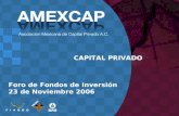 Estado y Perspectivas de la Industria de Capital Privado en México 2006 CAPITAL PRIVADO Foro de Fondos de Inversión 23 de Noviembre 2006.
