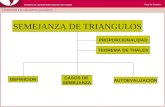 SEMEJANZA DE TRIANGULOS TEOREMA DE THALES DEFINICION CASOS DE SEMEJANZA PROPORCIONALIDAD AUTOEVALUACIÓN.