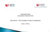 ASIGNATURA CALIDAD EDUCATIVA DOCENTE : MG BLANCA PASCO BARRIGA Lima –Peru 1.
