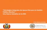 “Estrategias Integrales de Apoyo País para la Gestión Pública Efectiva” : Una Nueva Iniciativa en la OEA 24 de febrero del 2011.