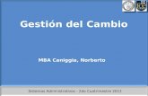 Sistemas Administrativos - 2do Cuatrimestre 2012 Gestión del Cambio MBA Caniggia, Norberto.