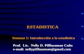 ESTADISTICA Semana 1: Introducción a la estadística Prof. Lic. Nelly D. Pillhuaman Caña e-mail: nellypillhuaman@gmail.com.