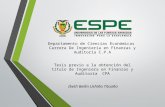 Departamento de Ciencias Económicas Carrera De Ingeniería en Finanzas y Auditoría C.P.A Tesis previo a la obtención del título de Ingeniera en Finanzas.