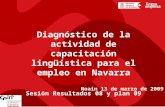Diagnóstico de la actividad de capacitación lingüística para el empleo en Navarra Sesión Resultados 08 y plan 09 Noain 13 de marzo de 2009.