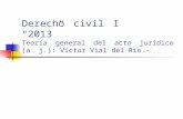 Derecho civil I “2013” Teoría general del acto jurídico (a. j.): Víctor Vial del Río.-
