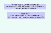 TEÓRICO 4: LOS PROPÓSITOS / ESTRATEGIAS / MÉTODOS Y EL PLAN DE INVESTIGACIÓN METODOLOGÍA Y TÉCNICAS DE INVESTIGACIÓN EN CIENCIAS SOCIALES Titular: Agustín.