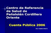 Centro de Referencia de Salud de Peñalolén Cordillera Oriente Cuenta Pública 2006 Dra. Catalina Soto S.