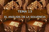 TEMA 13 EL ANÁLISIS DE LA SOLVENCIA. EL ANÁLISIS DE LA SOLVENCIA   13.1. Introducción.   13.2. Análisis basado en el Cash Flow.   13.3. Análisis.