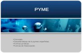 PYME Concepto Características de ls pymes españolas. Formas jurídicas Formas de financiación.