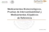 Medicamentos Biotecnológicos, Pruebas de Intercambiabilidad y Medicamentos Alopáticos de Referencia Junio 8, 2015.