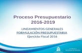 Proceso Presupuestario 2016-2019 LINEAMIENTOS GENERALES FORMULACIÓN PRESUPUESTARIA Ejercicio Fiscal 2016.