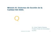 Q Modulo III: ISO 90001 Módulo III: Sistemas de Gestión de la Calidad ISO 9000. Dr. Víctor Padrón Robaina Profesor Titular de Universidad. ULPGC.
