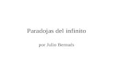 Paradojas del infinito por Julio Bernués. Paradojas del infinito 1. Paradoja de Zenon. 2. Paradoja de Hilbert 3. Paradoja de Banach-Tarski. 4. (Paradoja.
