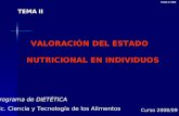 VALORACIÓN DEL ESTADO NUTRICIONAL EN INDIVIDUOS Tema II: VEN TEMA II Programa de DIETÉTICA Lic. Ciencia y Tecnología de los Alimentos Curso 2008/09.