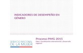 Proceso PMG 2015 Dpto. Coordinación Intersectorial y Desarrollo regional INDICADORES DE DESEMPEÑO EN GÉNERO.