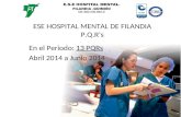 ESE HOSPITAL MENTAL DE FILANDIA P.Q.R’s En el Periodo: 13 PQRs Abril 2014 a Junio 2014.