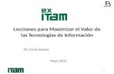 1 Lecciones para Maximizar el Valor de las Tecnologías de Información Dr. Carlos Zozaya Mayo 2015.