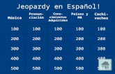 Jeopardy en Español! Música Pronun- ciación Cono- cimientos Adquiridos Países y PM Cachi- vaches 100 200 300 400 500.