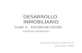 DESARROLLO INMOBILIARIO Profesor Lorenzo Carbonell T. 16 octubre 2008 CLASE 8ESTUDIO DE COSTOS COSTOS DE CONSTRUCCION.