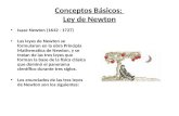 Conceptos Básicos: Ley de Newton Isaac Newton (1642 - 1727) Las leyes de Newton se formularon en la obra Principia Mathematica de Newton, y se tratan de.