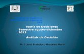 Teoría de Decisiones Semestre agosto-diciembre 2013 Análisis de Decisión M. I. José Francisco Grajales Marín.