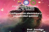 Configuración electrónica y periodicidad química Universidad de La Frontera Fac. Ing. Cs. y Adm. Dpto. Cs. Químicas Prof. Josefina Canales.