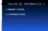 TALLER DE INFORMATICA 1  UNIDAD 1 EXCEL 1.1 INTRODUCCION.