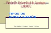 TIPOS DE INVESTIGACIÓN Facilitador: Profesor Miguel Fuentes.