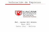 Valoración de Empresas MsC. Javier Gil Antelo Mayo 2015 Santa Cruz - Bolivia.