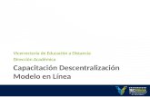 Capacitación Descentralización Modelo en Línea Vicerrectoría de Educación a Distancia Dirección Académica.