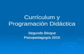 Currículum y Programación Didáctica Segundo Bloque Psicopedagogía 2015.