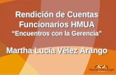 Rendición de Cuentas Funcionarios HMUA “Encuentros con la Gerencia” Martha Lucía Vélez Arango Rendición de Cuentas Funcionarios HMUA “Encuentros con la.
