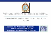 COMPETENCIAS PROFESIONALES DEL PSICÓLOGO ESCOLAR PROVINCIA MARISTA DE MÉXICO OCCIDENTAL Centro de Animación Marista – Comisión de Educación Procesos Académicos.