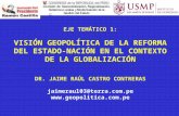 EJE TEMÁTICO 1: VISIÓN GEOPOLÍTICA DE LA REFORMA DEL ESTADO-NACIÓN EN EL CONTEXTO DE LA GLOBALIZACIÓN DR. JAIME RAÚL CASTRO CONTRERAS jaimeraul03@terra.com.pe.
