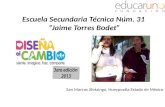 Escuela Secundaria Técnica Núm. 31 “Jaime Torres Bodet” San Marcos Jilotzingo, Hueypoxtla Estado de México.