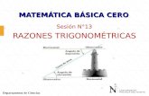 MATEMÁTICA BÁSICA CERO Sesión N°13 RAZONES TRIGONOMÉTRICAS Departamento de Ciencias.