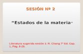 SESIÓN Nº 2 “Estados de la materia ” Literatura sugerida sesión 1: R. Chang 7º Ed. Cap. 1, Pág. 8-29.