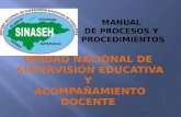 El presente Manual de la Unidad de Supervisión Educativa y Acompañamiento Docente, contiene la descripción de los Procesos y Procedimientos que se desarrollan.
