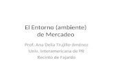El Entorno (ambiente) de Mercadeo Prof. Ana Delia Trujillo-Jiménez Univ. Interamericana de PR Recinto de Fajardo.