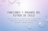 FUNCIONES Y ÓRGANOS DEL ESTADO DE CHILE OBJETIVO: ANALIZAR LA FORMA EN QUE LA CONSTITUCIÓN ORGANIZA EL ESTADO DE CHILE EN DIFERENTES FUNCIONES Y ÓRGANOS.