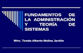 FUNDAMENTOS DE LA ADMINISTRACIÓN Y TEORÍA DE SISTEMAS Mtro. Tomás Alberto Molina Jardón.