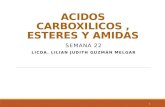 ACIDOS CARBOXILICOS, ESTERES Y AMIDAS 1 SEMANA 22 LICDA. LILIAN JUDITH GUZMÁN MELGAR.