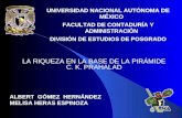LA RIQUEZA EN LA BASE DE LA PIRÁMIDE C. K. PRAHALAD UNIVERSIDAD NACIONAL AUTÓNOMA DE MÉXICO FACULTAD DE CONTADURÍA Y ADMINISTRACIÓN DIVISIÓN DE ESTUDIOS.