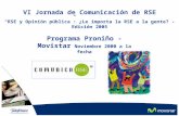 VI Jornada de Comunicación de RSE “RSE y Opinión pública”: ¿Le importa la RSE a la gente? - Edición 2005 Programa Proniño - Movistar Noviembre 2000 a la.