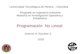Programación No Lineal Antonio H. Escobar Z. 2015 Universidad Tecnológica de Pereira – Colombia Posgrado en Ingeniería Industrial Maestría en Investigación.