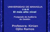 UNIVERSIDAD DE MANAGUA U de M El más alto nivel Postgrado de Auditoría de Gestión Profesora: Kinian Ojito Ramos.
